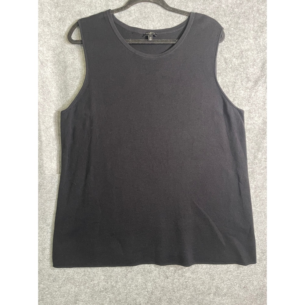 Talbots Plus Black Sleeveless Knit Shell Top Cotton Modal Crew Neck 2X